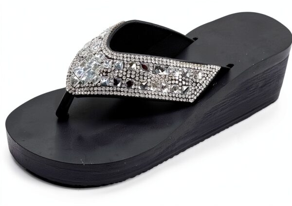 Ciabatte Infradito Donna con Tacco Zeppa – Bianco, Nero – 36‑40 EU-0
