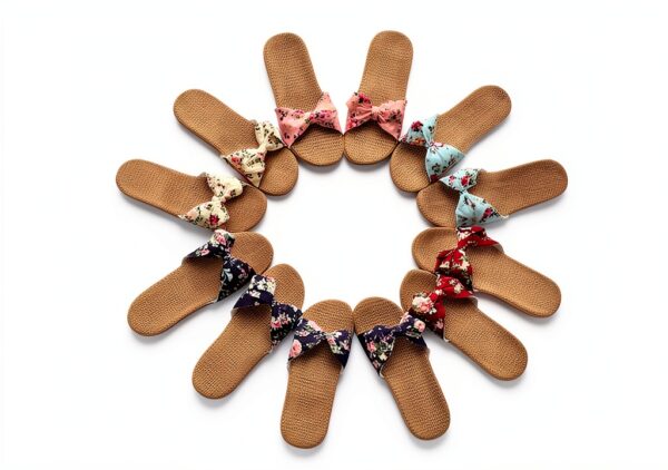 Ciabatte Infradito Pantofola Sandali Pantofole Da Donna Floreale Bowknot Lino Infradito Sandali Da Spiaggia Pantofole Con Zeppa Scarpe Da Donna-5