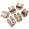Ciabatte Infradito Pantofola Sandali Pantofole Da Donna Floreale Bowknot Lino Infradito Sandali Da Spiaggia Pantofole Con Zeppa Scarpe Da Donna-4