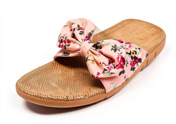 Ciabatte Infradito Pantofola Sandali Pantofole Da Donna Floreale Bowknot Lino Infradito Sandali Da Spiaggia Pantofole Con Zeppa Scarpe Da Donna-2