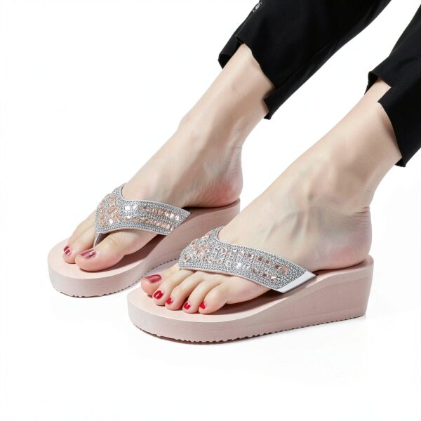 Ciabatte Infradito con Tacco Zeppa – Bianco, Nero, Pink – 36‑40 EU-2