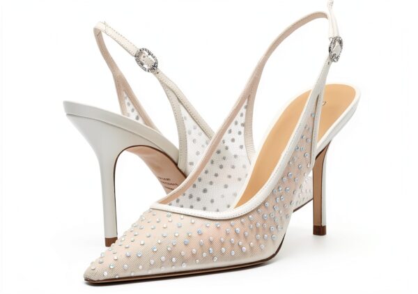 Stuart Weitzman Slingback Mesh 85 Bianco Satinato Donna 36EU-6