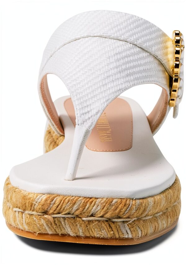 Stuart Weitzman Sandalo Espadrillas con Fibbia Perla Crema-1