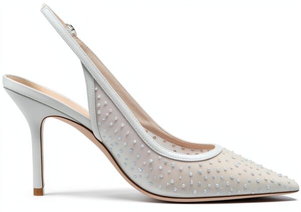 Stuart Weitzman Slingback Mesh 85 Bianco Satinato Donna 36EU-5