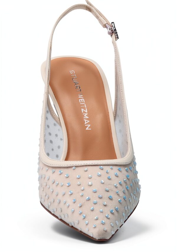 Stuart Weitzman Slingback Mesh 85 Bianco Satinato Donna 36EU-1