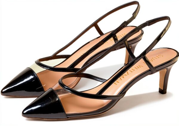 Stuart Weitzman Mondrian 50 Slingback Nero Flanella Donna-4