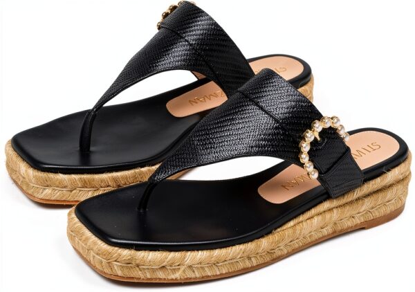 Stuart Weitzman Sandalo Espadrillas con Fibbia perla Nero-4