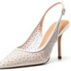 Stuart Weitzman Slingback Mesh 85 Bianco Satinato Donna 36EU-0
