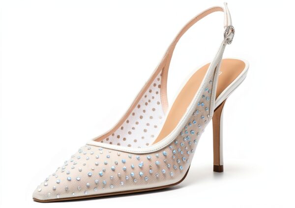Stuart Weitzman Slingback Mesh 85 Bianco Satinato Donna 36EU-0