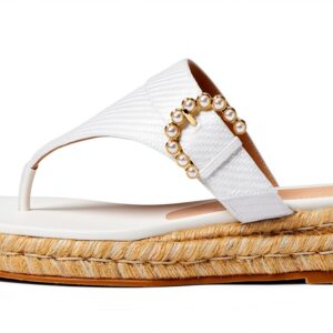 Stuart Weitzman Sandalo Espadrillas con Fibbia Perla Crema-0