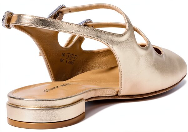 Stuart Weitzman Claris MJ Slingback Ballerine Donna Oro Chiaro-4