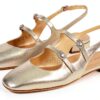 Stuart Weitzman Claris MJ Slingback Ballerine Donna Oro Chiaro-0