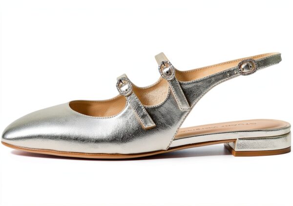 Stuart Weitzman Claris MJ Slingback Ballerine Donna Oro Chiaro-3