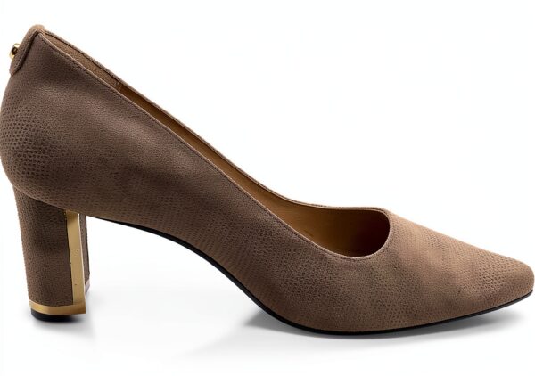 STUART WEITZMAN Logo First Class DecollǸtǸ Beige con Tacco 60 profilato Oro Logo First Class Beige-0