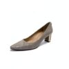 STUART WEITZMAN Logo First Class DecollǸtǸ Beige con Tacco 60 profilato Oro Logo First Class Beige-1